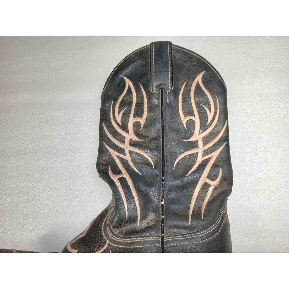 Vintage Justin Women’s Cowboy Boots 5.5 B Black Leather Cross & Flame Embroidery - Picture 6 of 12